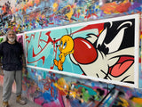 Original Painting 11320 * TWEETY BIRD AND SYLVESTER