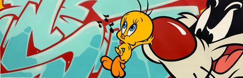 Original Painting 11320 * TWEETY BIRD AND SYLVESTER