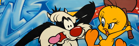Original Painting 11714 * TWEETY BIRD AND SYLVESTER