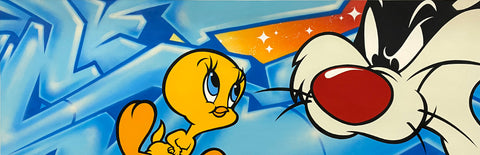Original Painting 11647 * TWEETY BIRD AND SYLVESTER